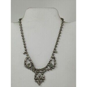 Vintage Prong-set Clear Rhinestone Necklace Icy Prom Bridal Classic